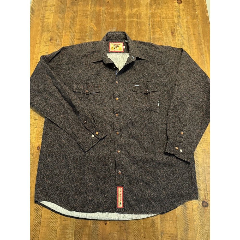 Cinch Classic Cowboy Pearl Snap Shirt Mens Large Western Wear 100% Cotton